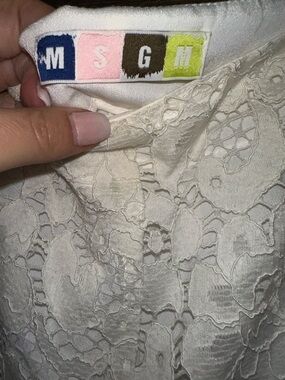 MSGM Women's Cream Lace pants